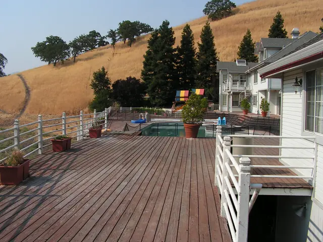 Before: the aging wood deck beside the house in Danville