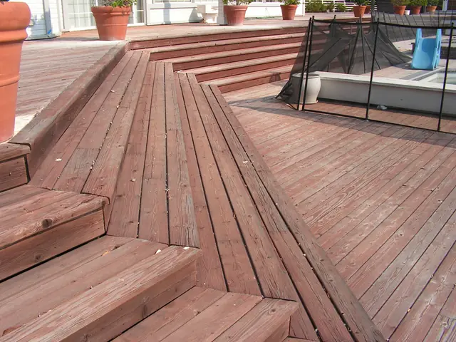 Before: weathered wood deck steps in Danville