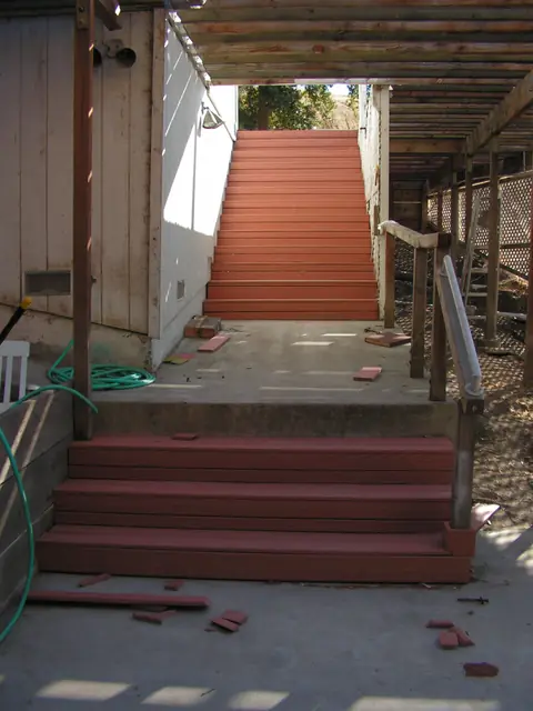 New composite stairs on the Danville deck