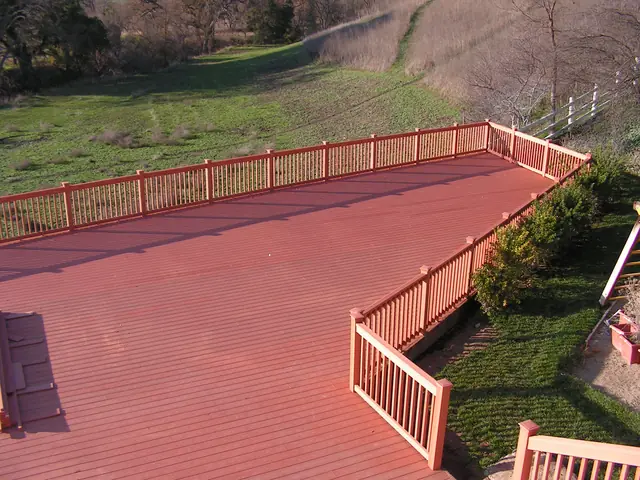 Finished composite deck and railing along the Danville hillside
