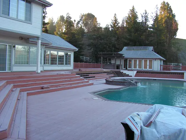The finished Danville deck, pool and pool house