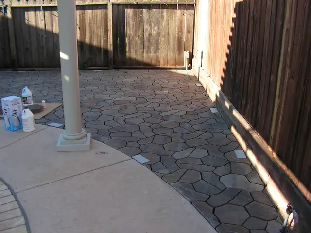 Paver patio along the fence line in the Dublin back yard
