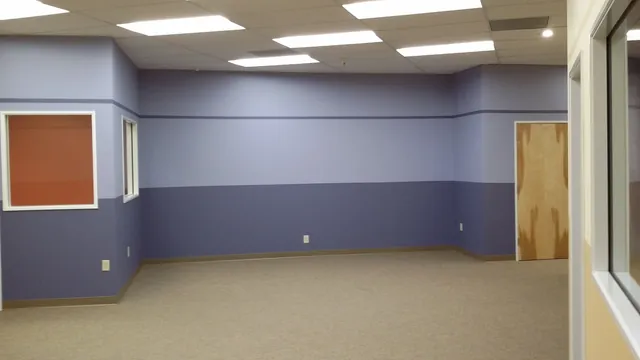 After: wide view of the finished blue rooms at Huntington Learning Center in Danville