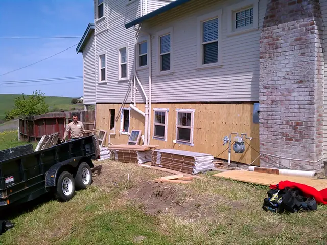 New sheathing on the lower wall of the Rio Vista home