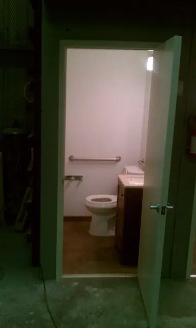 Restroom doorway in the San Leandro office building