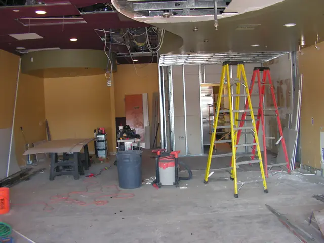 Zephyr Grill & Bar banquet room expansion in Livermore during construction, framing and ladders in the new space